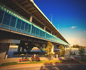 Image showing Moscow, Russia, Luzhnetsky Metro Bridge