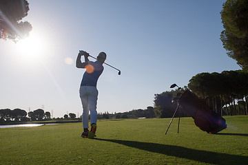 Image showing golf player hitting shot