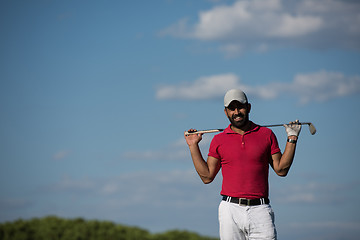 Image showing handsome middle eastern golf player portrait at course