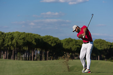 Image showing golf player hitting long shot