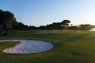 Image showing golf course on sunset