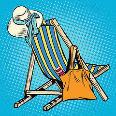 Image showing deck chair with beach things women