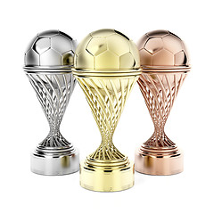 Image showing Football trophies on white 