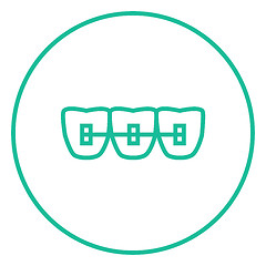 Image showing Orthodontic braces line icon.