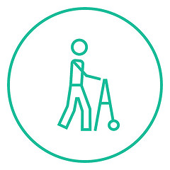 Image showing Man with walker line icon.