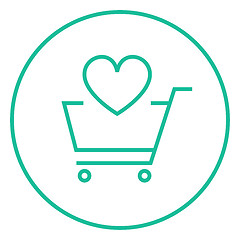 Image showing Shopping cart with heart line icon.