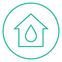 Image showing House with water drop line icon.