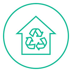 Image showing House with recycling symbol line icon.