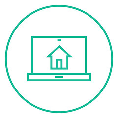 Image showing Smart house technology line icon.