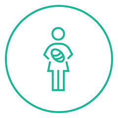 Image showing Woman holding baby line icon.