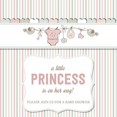 Image showing shabby chic baby girl shower card