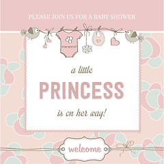 Image showing shabby chic baby girl shower card