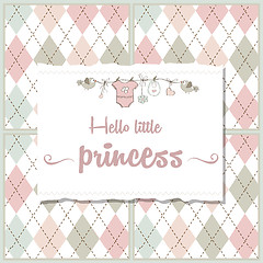 Image showing shabby chic baby girl shower card, vector illustration