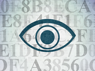 Image showing Protection concept: Eye on Digital Data Paper background