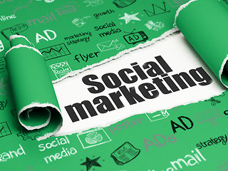 Image showing Marketing concept: black text Social Marketing under the piece of  torn paper