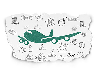 Image showing Travel concept: Airplane on Torn Paper background