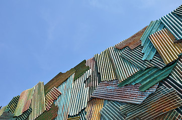 Image showing Zinc fence on blue sky background