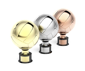 Image showing Volleyball trophies on white
