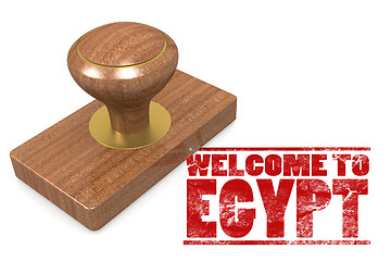 Image showing Red rubber stamp with welcome to Egypt