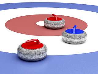 Image showing Curling stones on ice