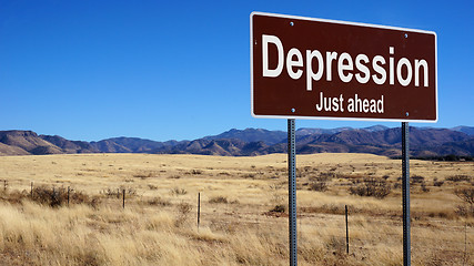 Image showing Depression brown road sign