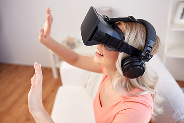 Image showing woman in virtual reality headset or 3d glasses