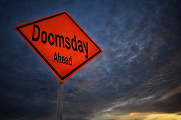 Image showing Doomsday Ahead warning road sign