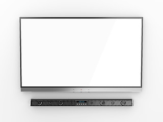 Image showing Flat screen tv and soundbar 