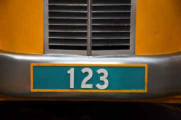 Image showing Number plate with 123 number