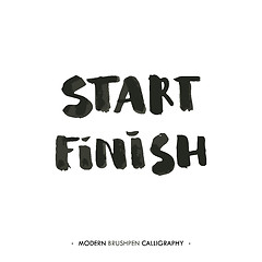 Image showing Start and Finish words painted with brush in modern calligraphy style