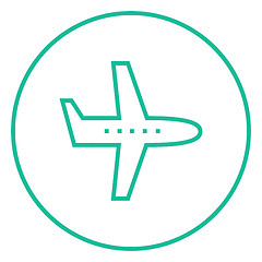 Image showing Flying airplane line icon.