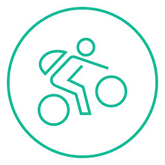 Image showing Man riding bike line icon.