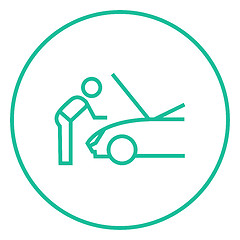 Image showing Man fixing car line icon.