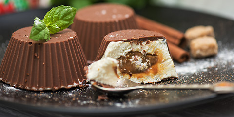 Image showing dessert from cream and chocolate