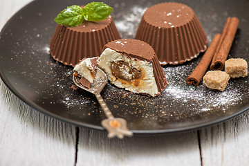 Image showing dessert from cream and chocolate