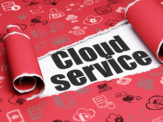 Image showing Cloud technology concept: black text Cloud Service under the piece of  torn paper