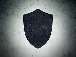 Image showing Security concept: Shield on Digital Data Paper background