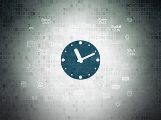 Image showing Time concept: Clock on Digital Data Paper background