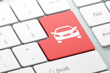 Image showing Vacation concept: Car on computer keyboard background