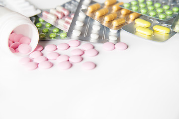 Image showing Close-up of many pills on table