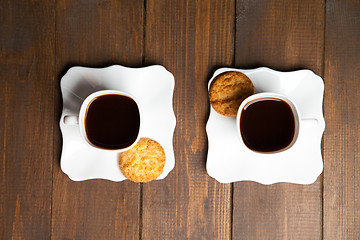 Image showing Morning coffee with cookies for two