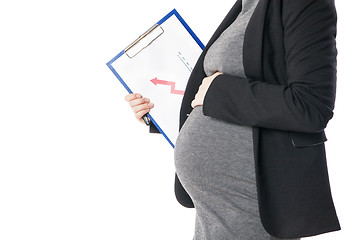 Image showing Close-up of pregnant woman holding folder with business graph