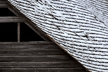 Image showing Roof on wooden barn