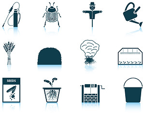 Image showing Set of gardening icons