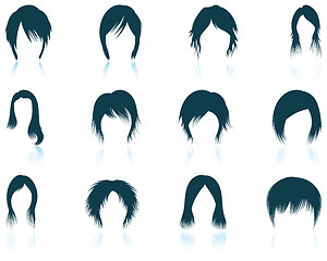 Image showing Set of woman\'s hairstyles icons