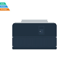 Image showing Flat design icon of photo camera 50 mm lens in ui colors