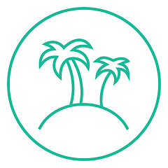 Image showing Two palm trees on island line icon.