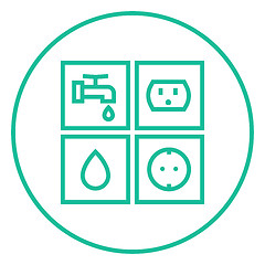 Image showing Utilities signs electricity and water line icon.