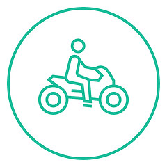 Image showing Man riding motorcycle line icon.