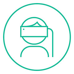 Image showing Man wearing virtual reality headset line icon.